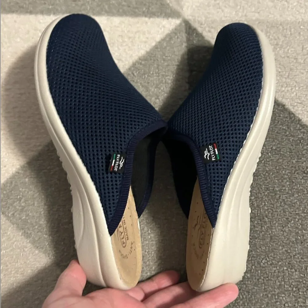 Fly Flot Clogs Mules Slip On Navy‎ Mesh Women's Size: 39 (US Size 8) - Picture 9 of 12